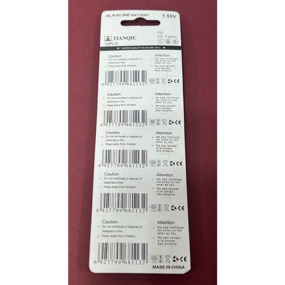 TIANQIU - 10 Pcs Alkaline Battery AG13 / 357A - 1.55 V - Picture 2 of 2